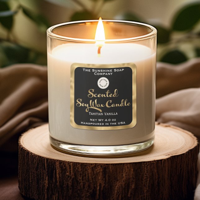 Logo "Schwarz-Gold-Duftkerzennadel" Quadratischer Aufkleber (Von Creator hochgeladen)