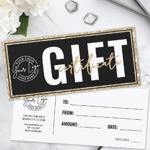 Logo Schwarz Gold Glitter Geschäft Geschenkgutsche
