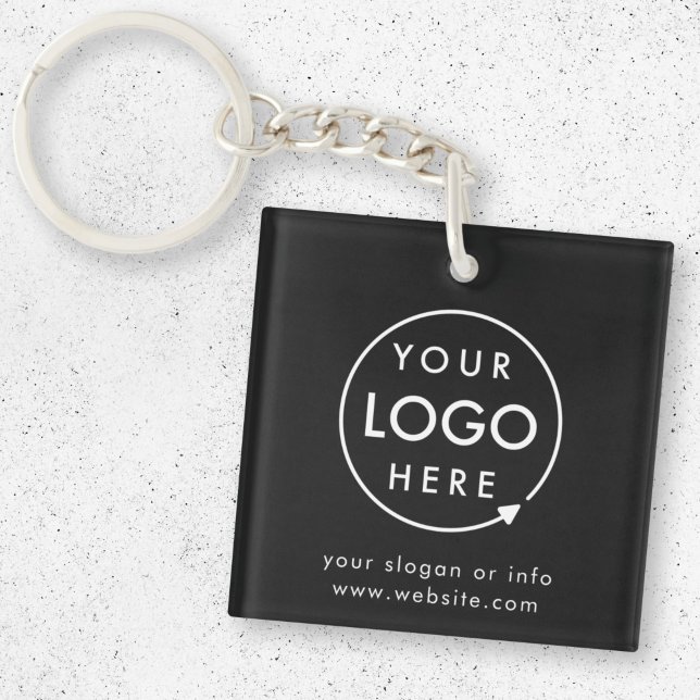 Logo schwarz | Unternehmensförderung Minimalistisc Schlüsselanhänger (Sleek black company branded keychains for small business office keys, gifting & promotional swag.)