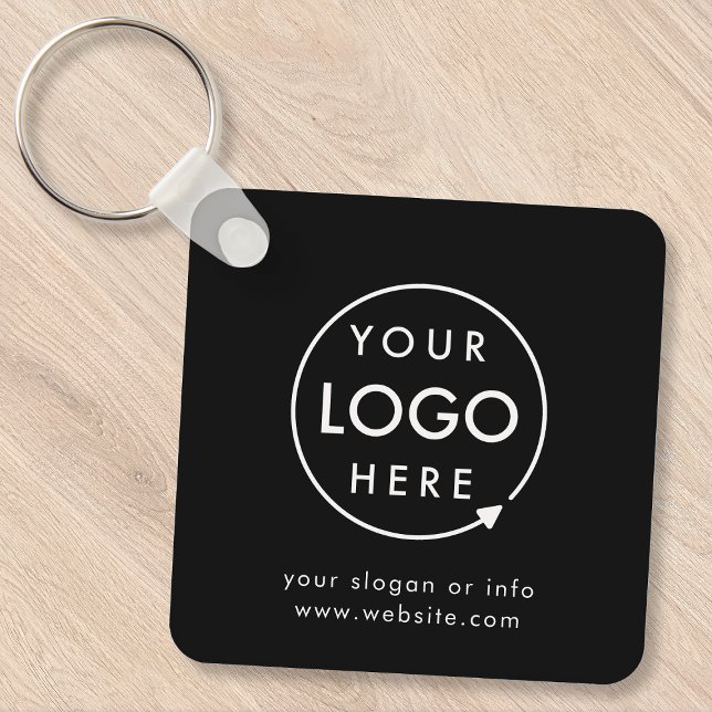Logo schwarz | Unternehmensförderung Minimalistisc Schlüsselanhänger (Sleek black company branded keychains for small business office keys, gifting & promotional swag.)