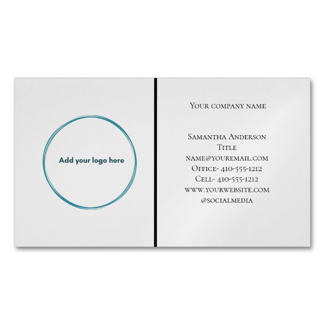 Logo Schwarz-weiß Grau Minimalistisch Beruflich Magnetische Visitenkarte (Vorderseite)