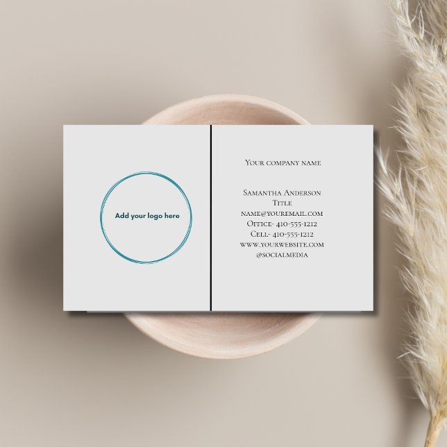 Logo Schwarz-weiß Grau Minimalistisch Beruflich Telefonnummerkarte (Logo Business Card Light Gray- Add your Logo on one side and other information on the other side.)