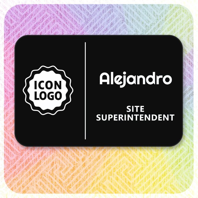 Logo Schwarz Weiß Minimal Mitarbeiter-ID Namensschild (Von Creator hochgeladen)