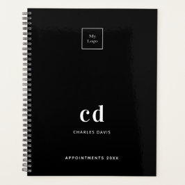 Logo-Schwarz-weiße Monogramm-Initialen 2026 Planer