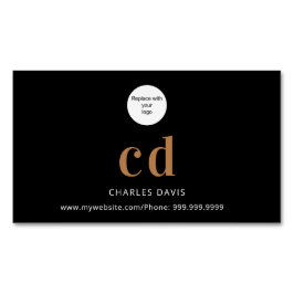 Logo schwarze goldene Monogramm-Initialen minimali Magnetische Visitenkarte