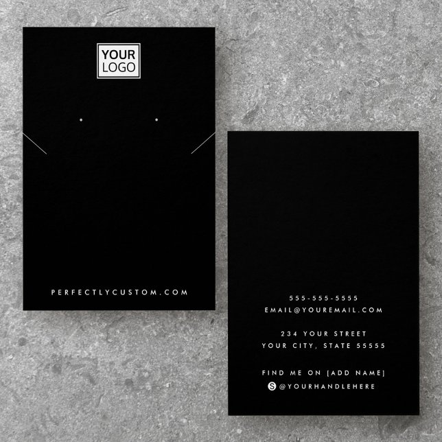 Logo schwarze Halskette Ohrring-Anzeigetafel hinzu (Add logo black necklace earring display card)