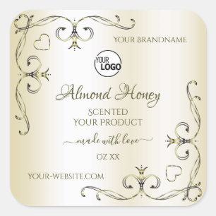 Logo "Shimmery Cream Product Labels Verziert Corne Quadratischer Aufkleber