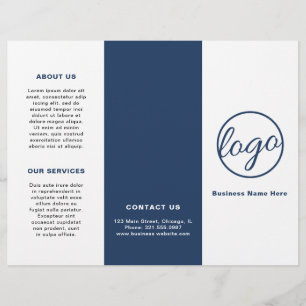 Logo Simple Navy Blue Trifold Broschüre