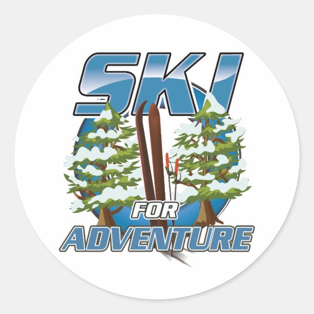 Logo "Ski for Adventure" Runder Aufkleber (Vorderseite)