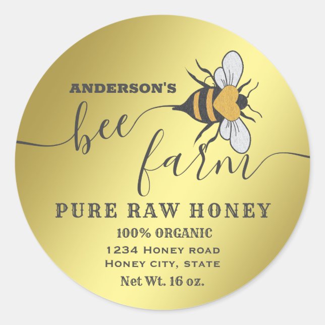 Logo-Skript für Bienenzucht Runder Aufkleber (Vorderseite)