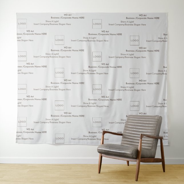 Logo-Slogan Business Step and Repeat, Simple Brown Wandteppich (Beispiel (Horizontal))