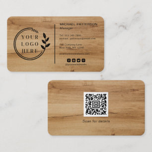 Logo Social Media QR Code Carpentry Wood Modern Visitenkarte