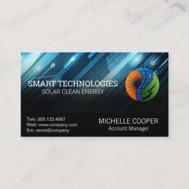 Logo "Solar Energy Power" | Tech Modern Visitenkarte (Vorderseite)