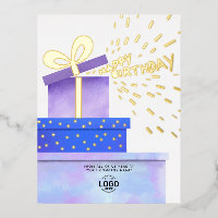 Logo-Spaß Lila blaue Geschenke hinzufügen Geburtst