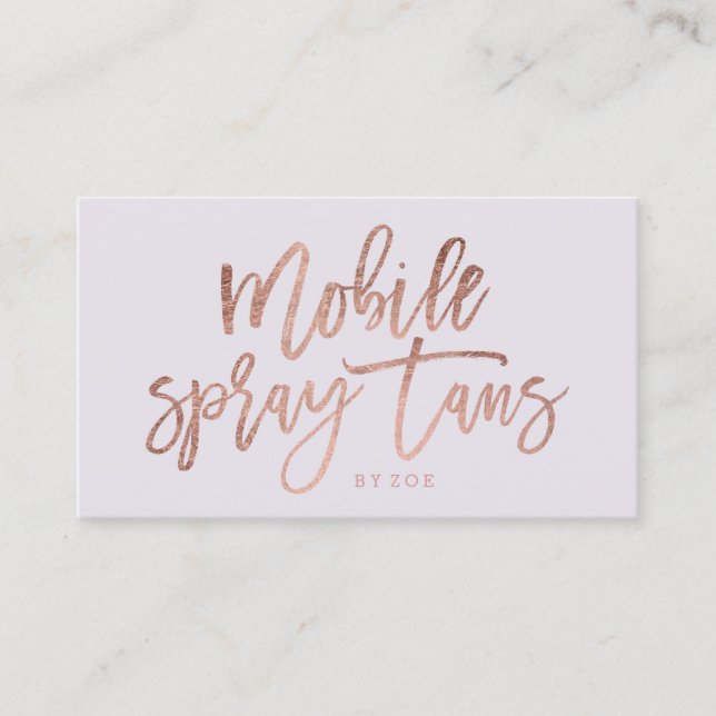 Logo "Spray tans" Rose gold typografisch lilac Visitenkarte (Vorderseite)