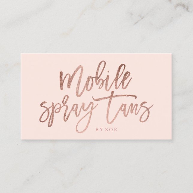 Logo "Spray tans" Rose Goldtypografie Visitenkarte (Vorderseite)