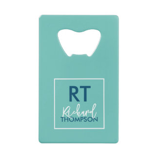 Logo Square Monogram Light Blue Geldbeutel Flaschenöffner