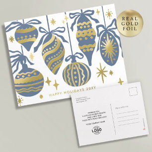 Logo Staubblau Dekor Weiß Geschäft Gold Folien Feiertagspostkarte