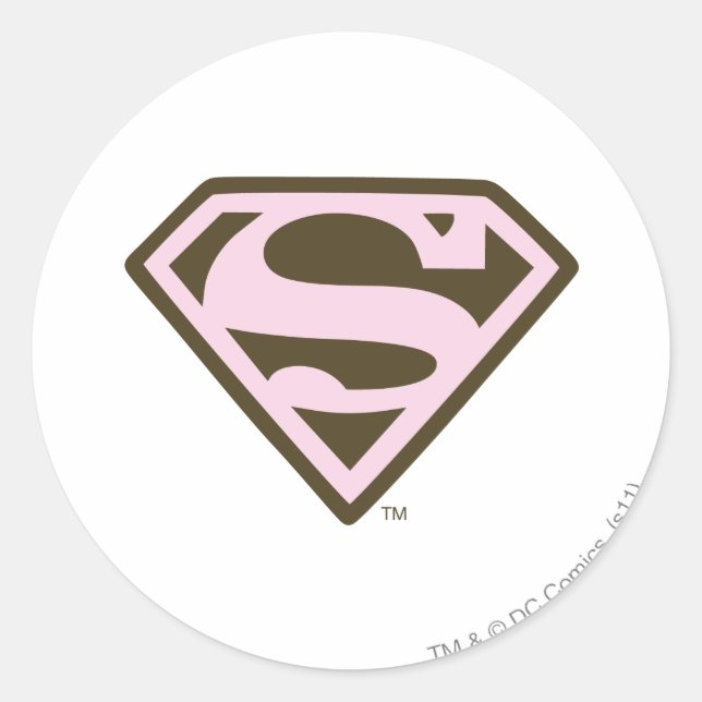 Logo "Supergirl Pink and Brown" Runder Aufkleber (Vorderseite)
