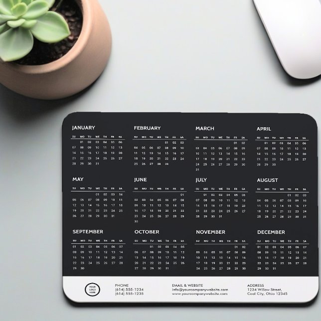 Logo-Swag für die Schwarze individuell anpassbare  Mousepad (Calendar Mousepad)