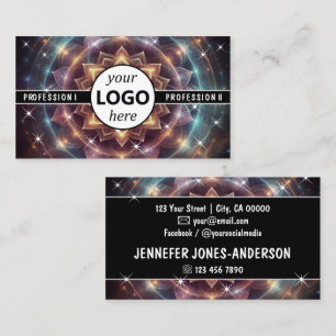 Logo Template Chakra Blume of Life Galaxy Sparkle Visitenkarte