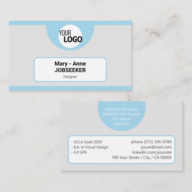 Logo Template Frame Classic Job Seeker Creatives Visitenkarte (Vorne/Hinten)