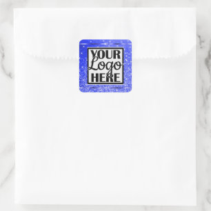 Logo Template Glamour Blue Glitzer Sparkle Stars Quadratischer Aufkleber