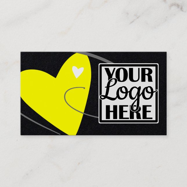 Logo Template Neon Yellow Liebe Herz für Crafters Visitenkarte (Vorderseite)
