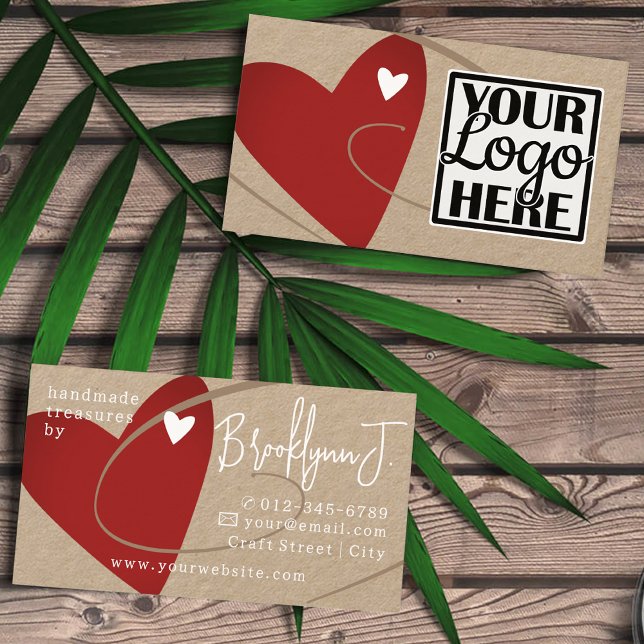 Logo Template Red Kraft Paper Liebe Heart Crafters Visitenkarte (Von Creator hochgeladen)