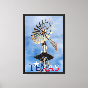 Logo Texas Image, Windmill und Texas Leinwanddruck
