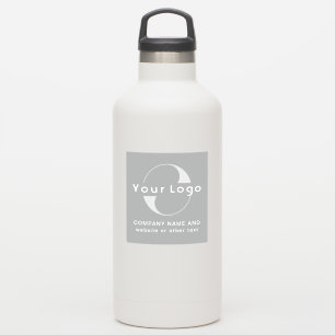 Logo + Text auf Vinyl, Business Grau Water Flasche Aufkleber