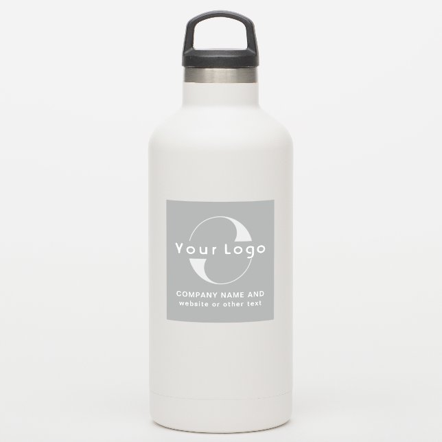 Logo + Text auf Vinyl, Business Grau Water Flasche Aufkleber (Wassserflasche)