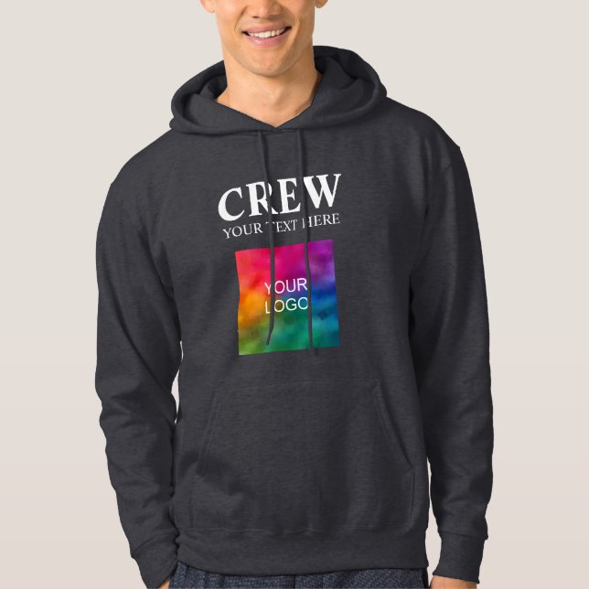 Logo-Text hier Crew Teammitglied Mens Dark Grau Hoodie (Vorderseite)