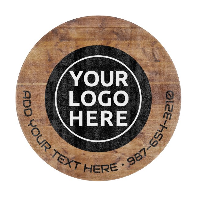 LOGO & TEXT | Maßgeschneidertes Business Glass Cut Schneidebrett (Vorderseite)