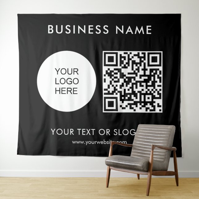 Logo Text QR Code Hintergrund Party Veranstaltung  Wandteppich (Beispiel (Horizontal))