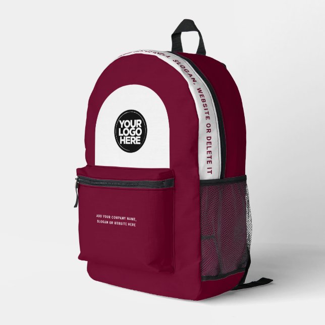 Logo, Text, Slogan, Website Bedruckter Rucksack (Rückseitige Ecke Rechts)