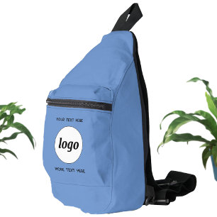 Logo-Text Werbeaktion Blauer Branding Crossbody Bag