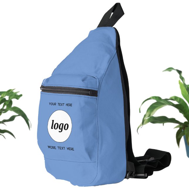 Logo-Text Werbeaktion Blauer Branding Crossbody Bag (Logo with custom text business branding promotional cross body sling bag)