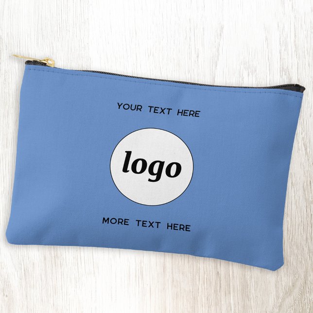 Logo-Text Werbeaktion Blauer Branding Zubehörtasche (Logo custom text minimalist business branding promotional accessory pouch zip bag or case)