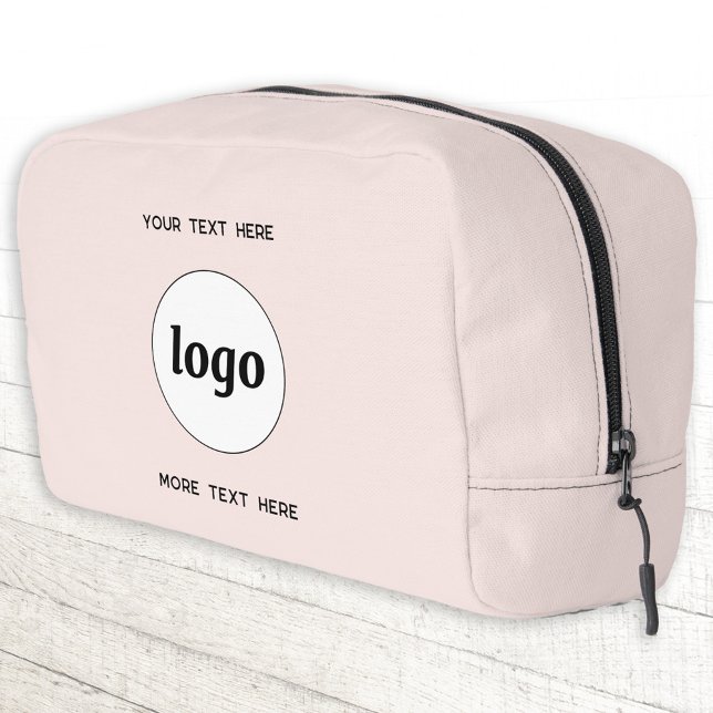 Logo-Text Werbeaktion Branding Rosa Rosa Waschbeutel (Logo and custom text business branding promotional zip bag)