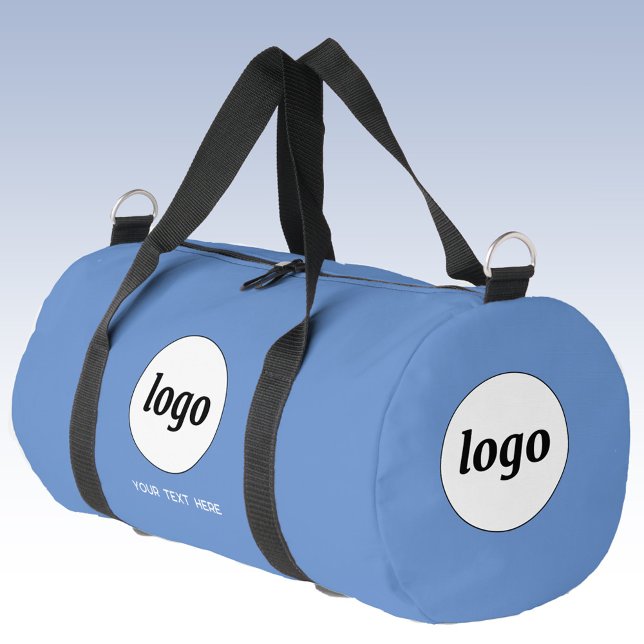 Logo-Text Werbeaktion für Unternehmen Blue Duffle Bag (Logo with custom text business branding promotional duffel bag)