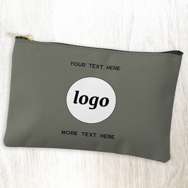 Logo-Text Werbegestaltung Grün Zubehörtasche (Logo custom text minimalist business branding promotional accessory pouch zip bag or case)