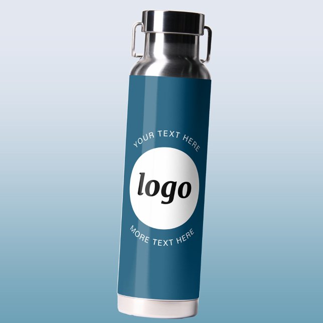 Logo-Text-Werbemarken Aquamarin grün Trinkflasche (Simple logo with custom text business branding promotional teal green water bottle)