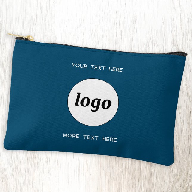 Logo-Text-Werbemarken Aquamarin grün Zubehörtasche (Simple logo with custom text business branding promotional teal green accessory zip pouch)