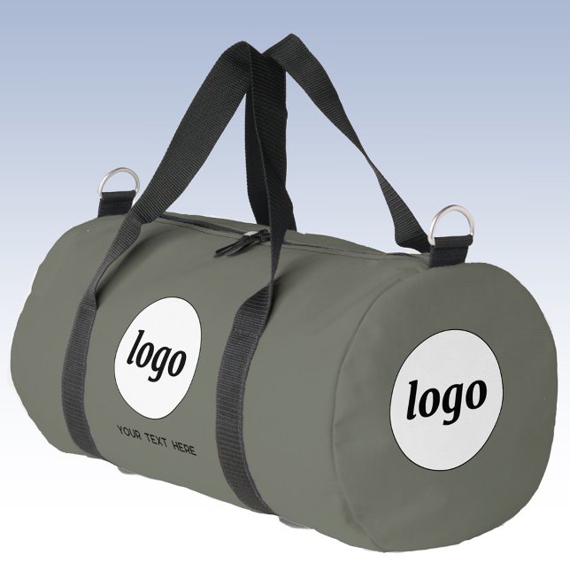 Logo-Text Werbung Business Sage Green Duffle Bag (Logo with custom text business branding promotional duffel bag)