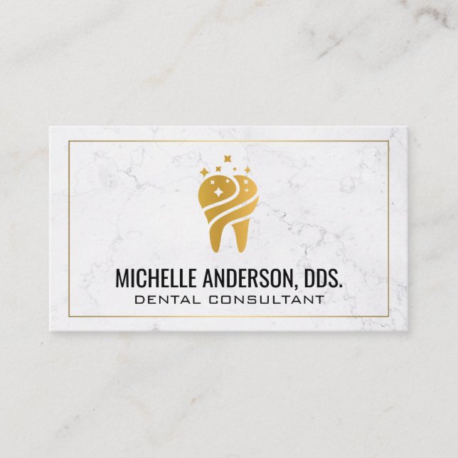 Logo "Tooth Dentistry" | Marble Business Card Visitenkarte (Vorderseite)