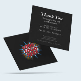 Logo und benutzerdefinierter Rabattcode Schwarz Quadratische Visitenkarte