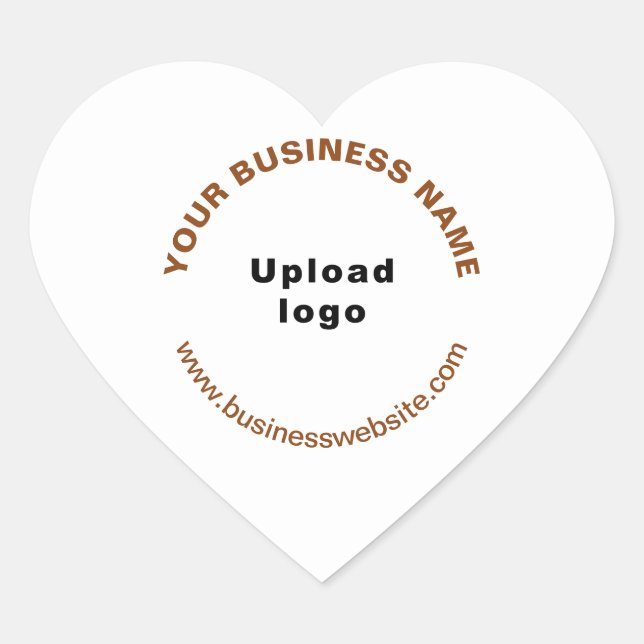 Logo und Brown Business Name und Website auf Herz-Aufkleber (Vorderseite)