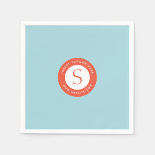 Logo und Firma Soft Cyan Bright Red Serviette