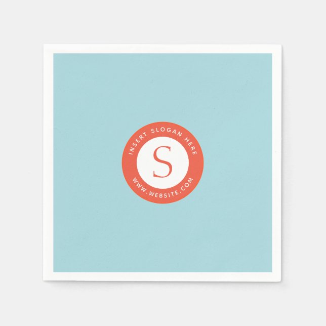 Logo und Firma Soft Cyan Bright Red Serviette (Vorderseite)